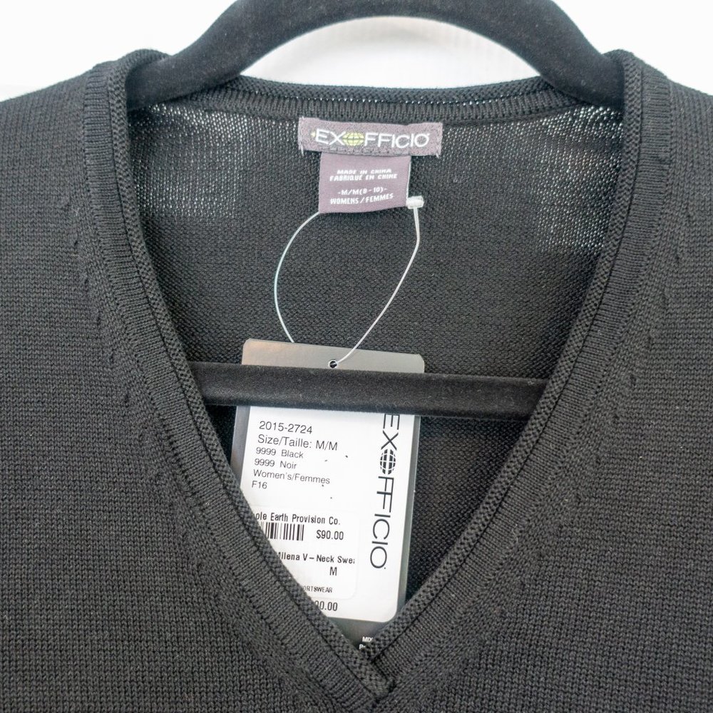 Exofficio Medium Black Milena V Neck NWT Sweater